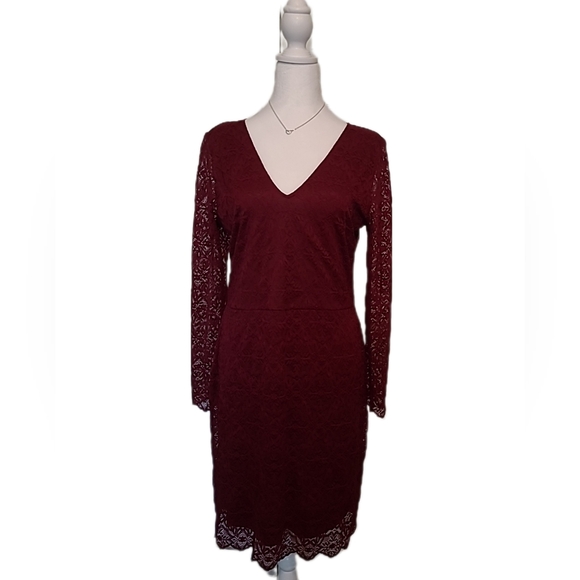 Simply Styled Dresses & Skirts - Simply Styled, Burgundy Floral Lace Dress, Sz XL, EUC